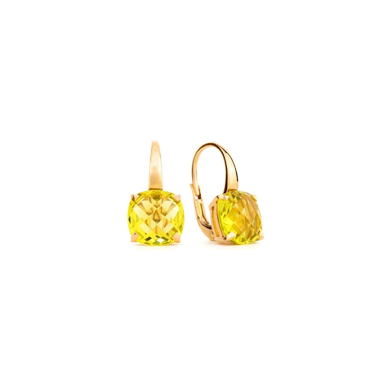 Boucles d'oreilles créoles Cesare Pompanon Poppy Blue en or jaune et quartz lemon