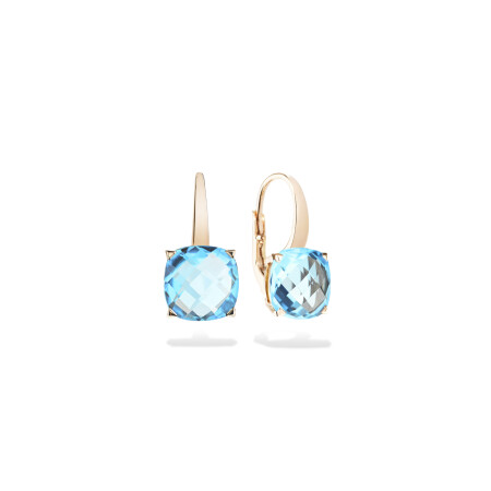 Boucles d'oreilles Cesare Pompanon Poppy Blue en or rose et topaze bleue