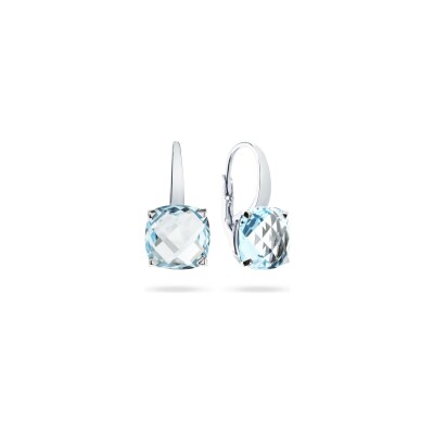 Boucles d'oreilles Cesare Pompanon Poppy Blue en or rose et topaze sky blue