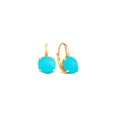 Boucles d'oreilles Cesare Pompanon Poppy Blue en or rose et turquoise