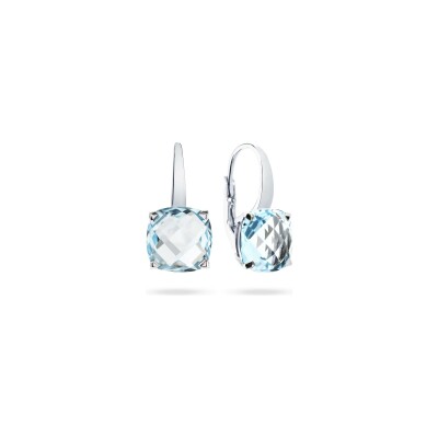 Boucles d'oreilles Dormeuses Cesare Pompanon Poppy Blue en or blanc et topaze sky blue, petit modèle
