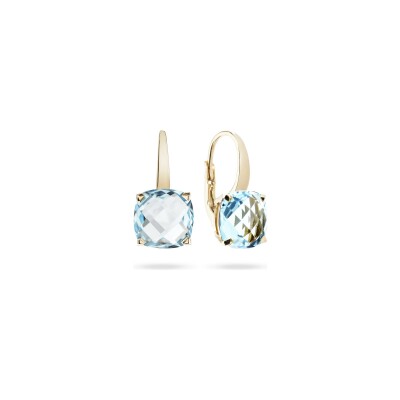 Boucles d'oreilles Dormeuses Cesare Pompanon Poppy Blue en or rose et topaze sky blue, petit modèle