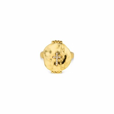 Bague Mya Bay Exotic vibes Chennai en laiton et pierres blanches