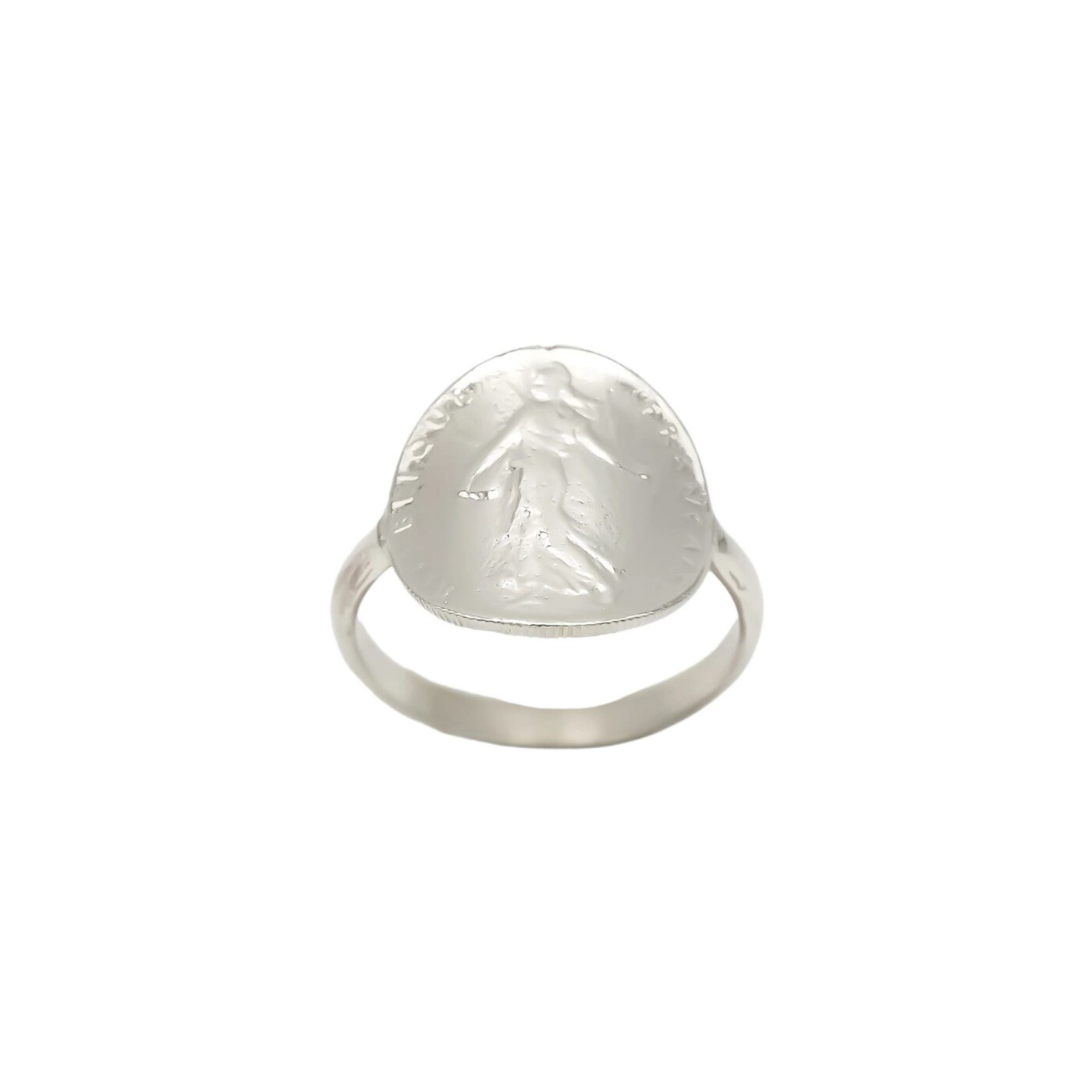 Bague pièce courbée 0.50cts en argent