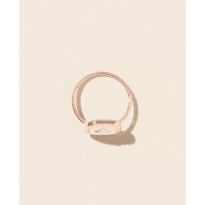 Bague Pascale Monvoisin Pierrot en or rose, résine et diamant - Blanc