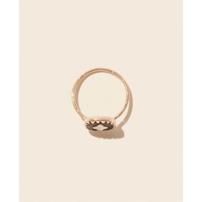 Bague Pascale Monvoisin Pierrot en or jaune 9 carats, résine et diamant - Noir