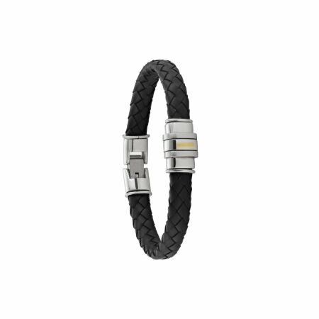 Bracelet Jourdan Bijoux Zweig en cuir noir et acier