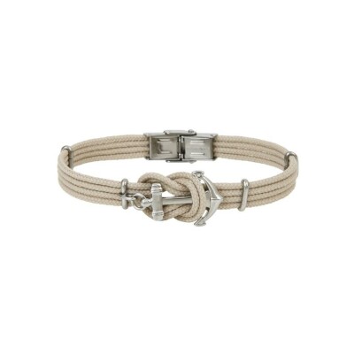 Bracelet Elden Paris en acier et cordon beige