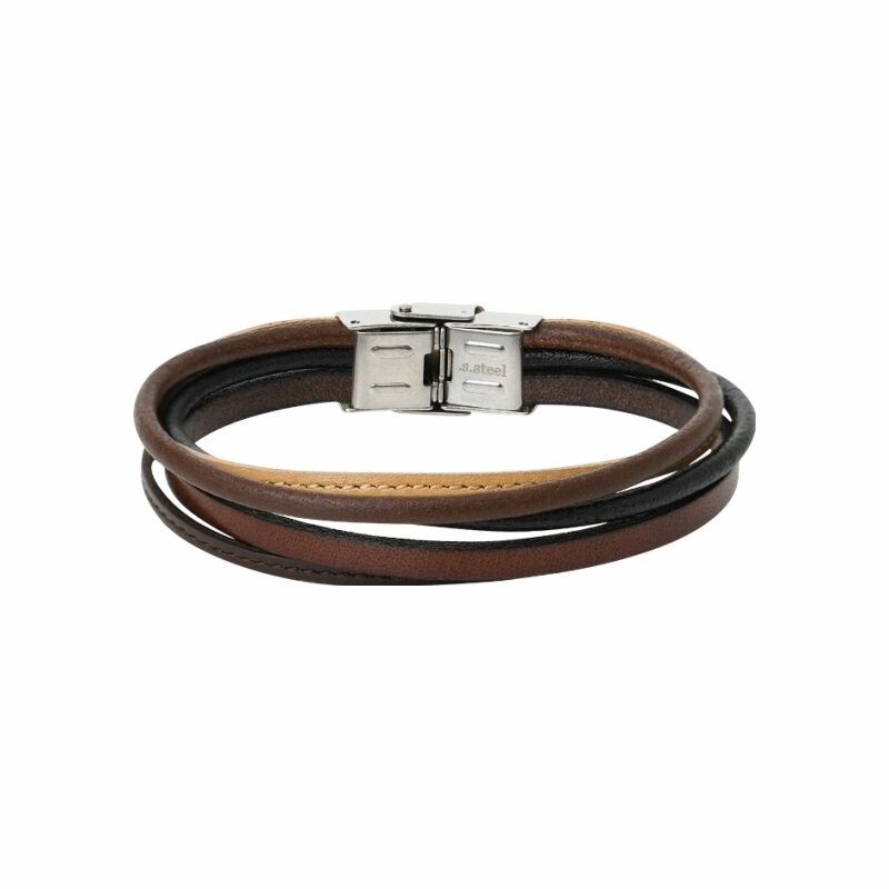 Bracelet Elden Paris Aventura Multi-fils en cuir et acier