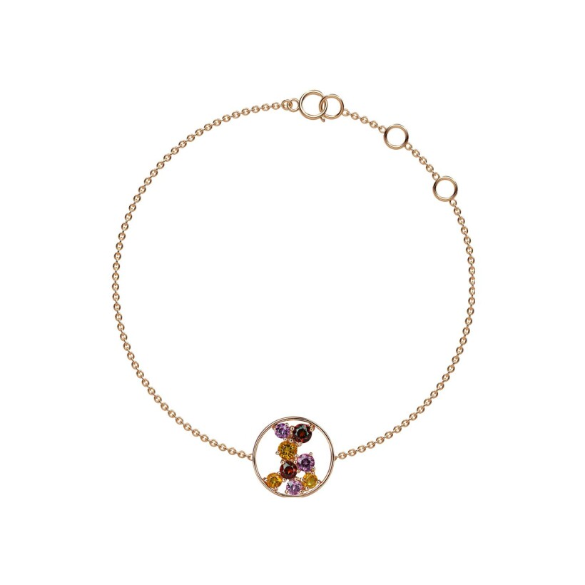 Bracelet Isabelle Langlois Sac de billes en or blanc, grenat, citrine et rhodolite