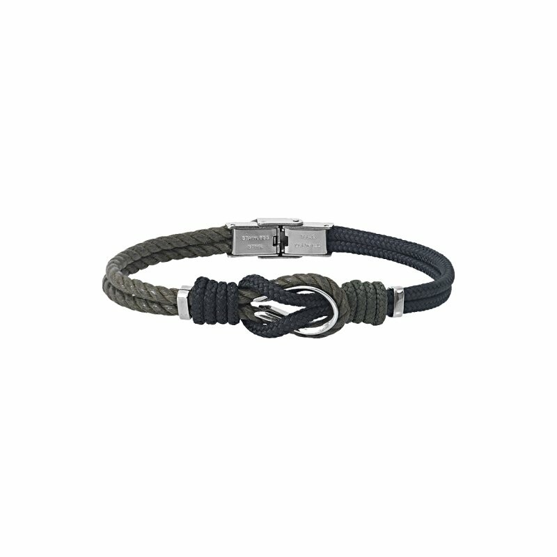 Bracelet Elden Paris acier et nœud marin en corde bicolore