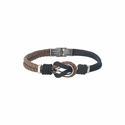 Bracelet Elden Paris acier et nœud marin en corde bicolore