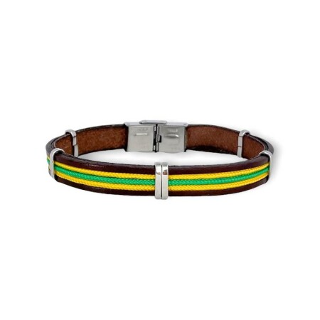 Bracelet Elden Paris Football Nantes en acier et cuir, 22cm