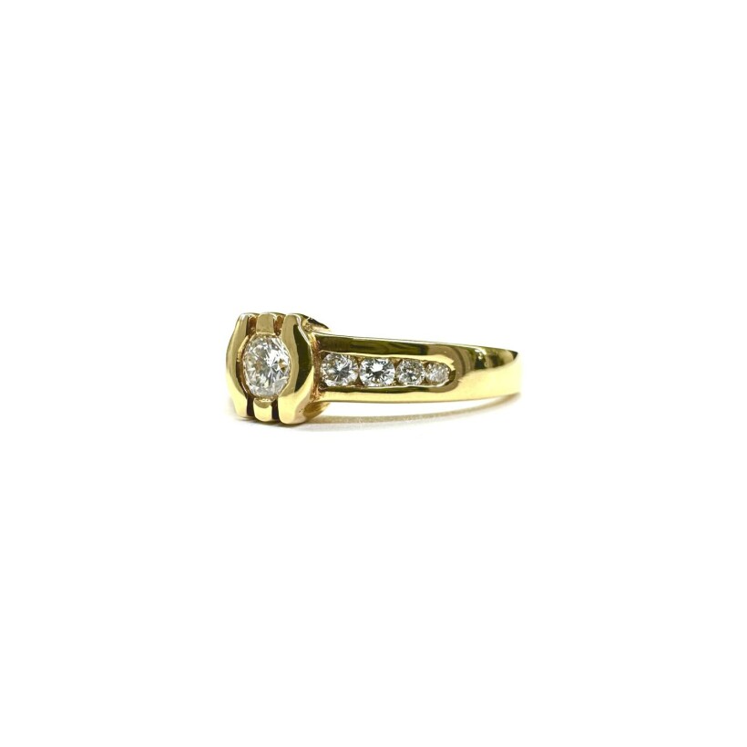 Solitaire Isabelle Barrier en or jaune et diamants de 0.44ct, taille 54