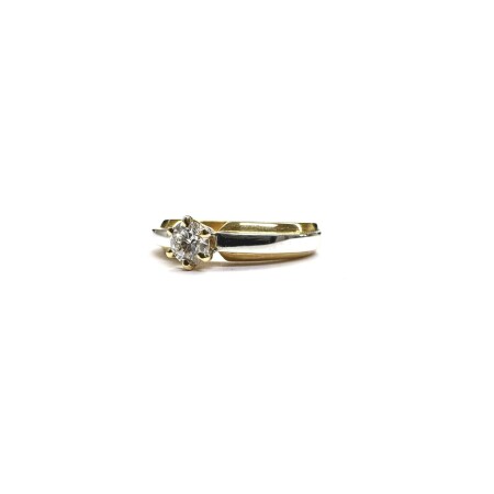 Solitaire Isabelle Barrier en or blanc, or jaune et diamant de 0.25ct, taille 55