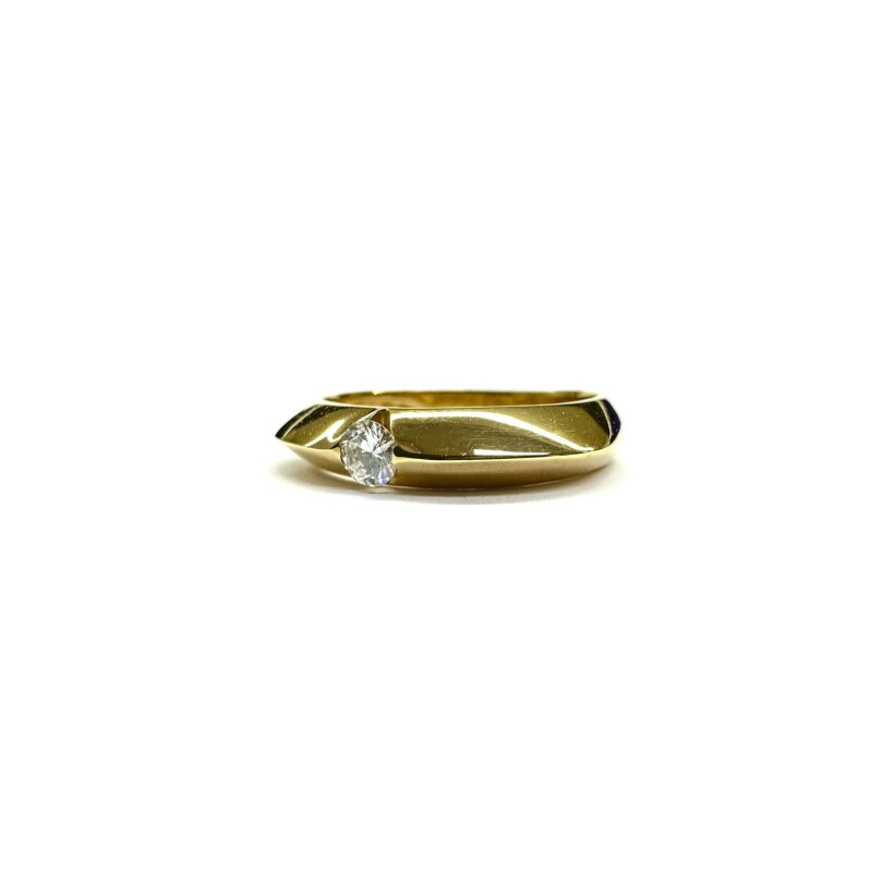 Solitaire Isabelle Barrier en or jaune et diamant de 0.13ct, taille 55