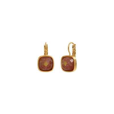 Boucles d'oreilles SATELLITE Babylone en plaqué or et quartz