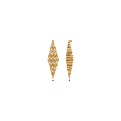 Boucles d'oreilles SATELLITE Babylone en plaqué or et grenat