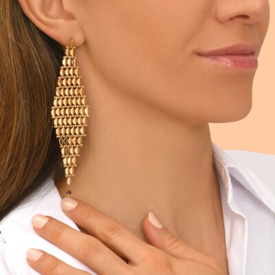 Boucles d'oreilles SATELLITE Babylone en plaqué or et grenat