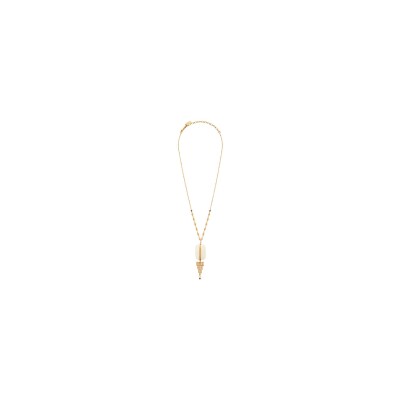 Collier SATELLITE Babylone en plaqué or, grenat et cristal de roche