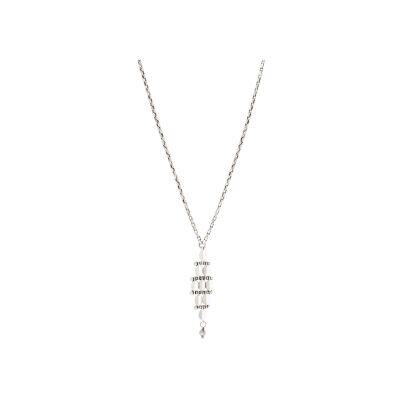Collier SATELLITE Babylone en métal argenté et hématite