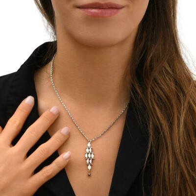 Collier SATELLITE Babylone en métal argenté et hématite