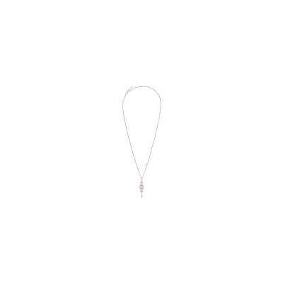 Collier SATELLITE Babylone en métal argenté et hématite