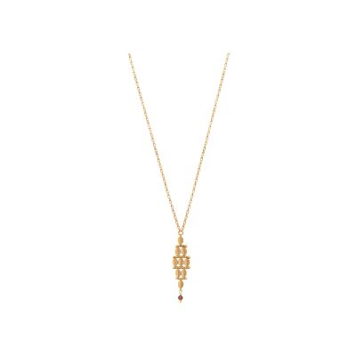Collier SATELLITE Babylone en plaqué or et grenat