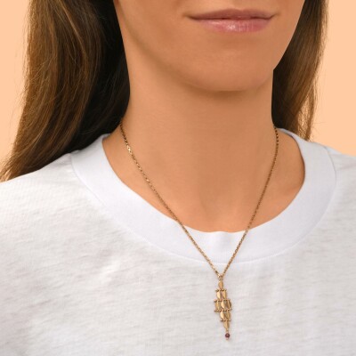 Collier SATELLITE Babylone en plaqué or et grenat