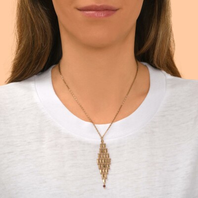 Collier SATELLITE Babylone en plaqué or et grenat