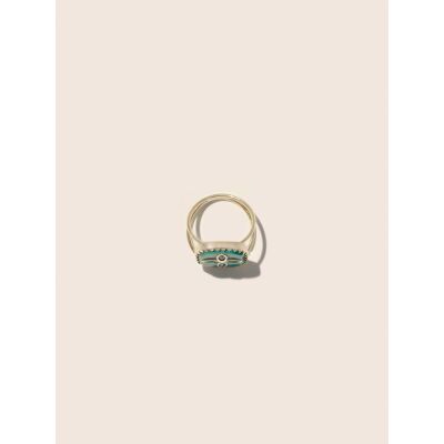 Bague Pascale Monvoisin Bowie N°2 en or jaune, turquoise et opale Australienne