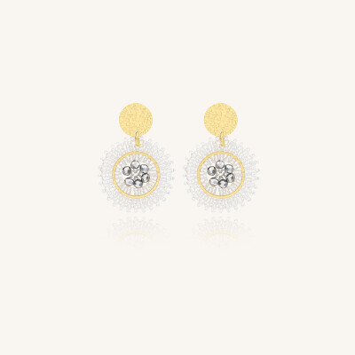 Boucles d'oreilles Sàntibé Bijoux Baby Espagnola dorées à l'or fin et perles