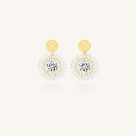 Boucles d'oreilles Sàntibé Bijoux Baby Espagnola dorées à l'or fin et perles