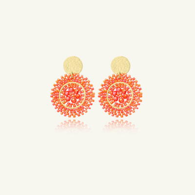 Boucles d'oreilles Sàntibé Bijoux Baby Espagnola en laiton, métal doré et perles corail
