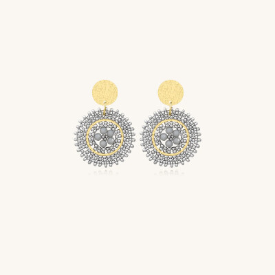 Boucles d'oreilles Sàntibé Bijoux Baby Espagnola en laiton, métal doré et perles platine