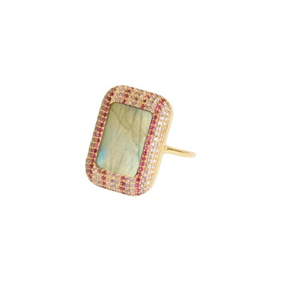 Bague BE MAAD Karma en plaqué or et labradorite, taille 54