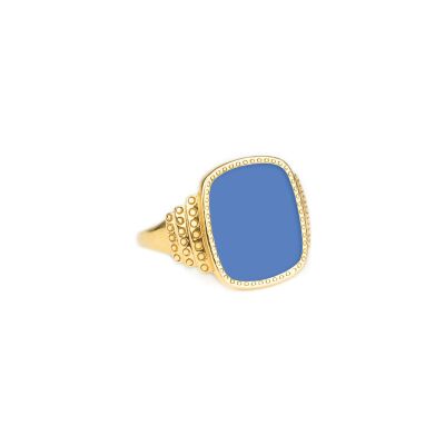 Bague Simone à Bordeaux Mon Secret Denim en acier et doré émaillé