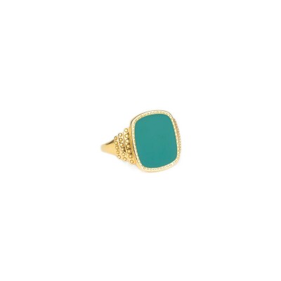 Bague Simone à Bordeaux Mon Secret Aqua en acier inoxydable doré émaillé