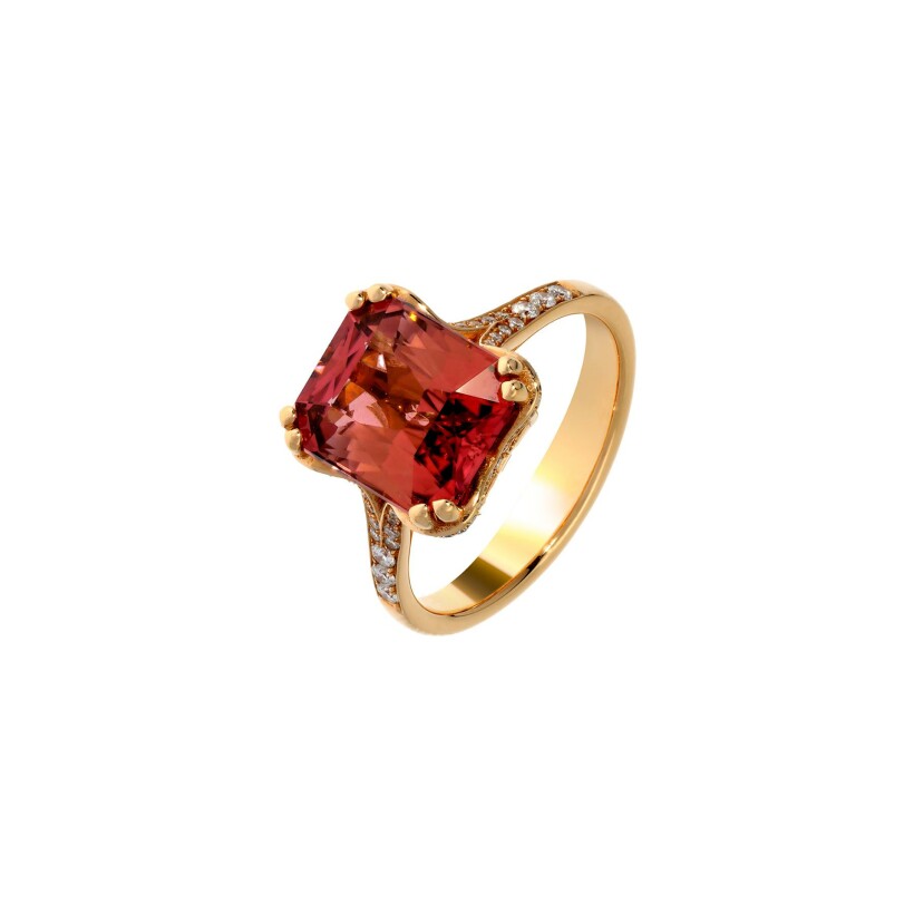 Bague en or rose, tourmaline et diamants