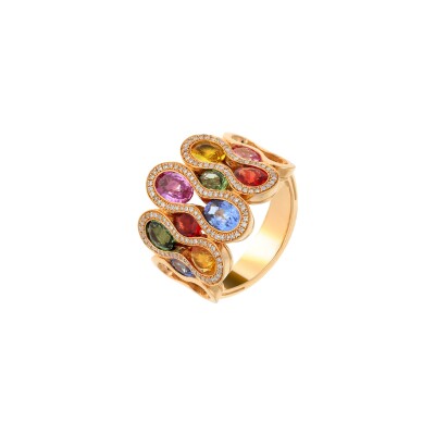 Bague Wave en or rose, saphirs et diamants