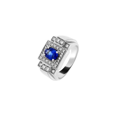 Bague Pierre Barro Tank en or blanc, saphir et diamants