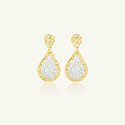 Boucles d'oreilles Sàntibé Bijoux Baker en laiton, métal doré et perles blanc