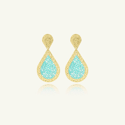 Boucles d'oreilles Sàntibé Bijoux Baker en laiton, métal doré et perles crystalline