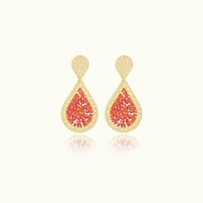 Boucles d'oreilles Sàntibé Bijoux Baker en laiton, métal doré et perles corail