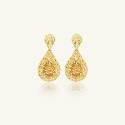 Boucles d'oreilles Sàntibé Bijoux Baker en laiton, métal doré et perles doré