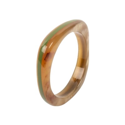 Bracelet jonc ATELIER1811 Basile Kaki en corne naturelle