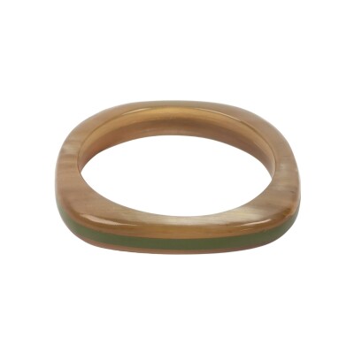 Bracelet jonc ATELIER1811 Basile Kaki en corne naturelle