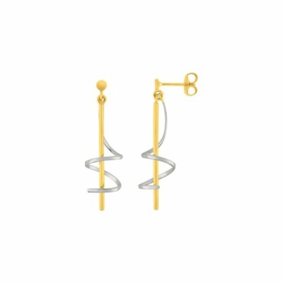 Boucles d'oreilles pendantes en plaqué or jaune et blanc