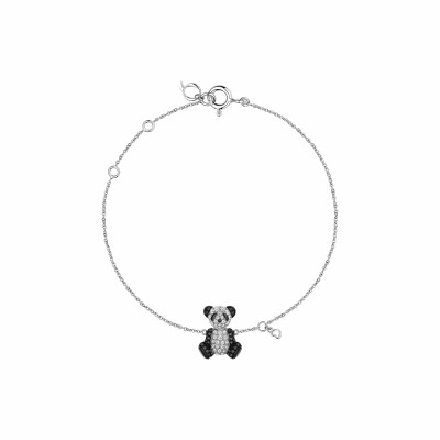 Bracelet Qeelin Bo Bo classique en or blanc, diamants et diamants noirs