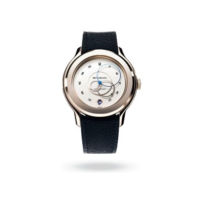 BeauBleu Ecce Lys watch with blue grained strap